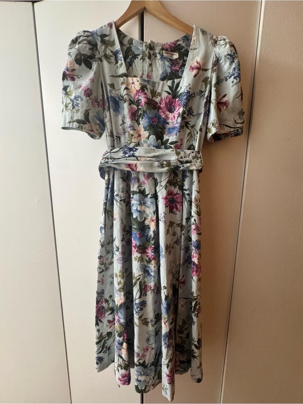 Vintage 80s Lanz Originals Floral Midi Dress Size 10 Made in USA Modern Size 4-6